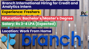 Branch International Work From Home Hiring Freshers for Associate Credit and Analytics Intern 2025 – Apply Now
-prakashcareers.com