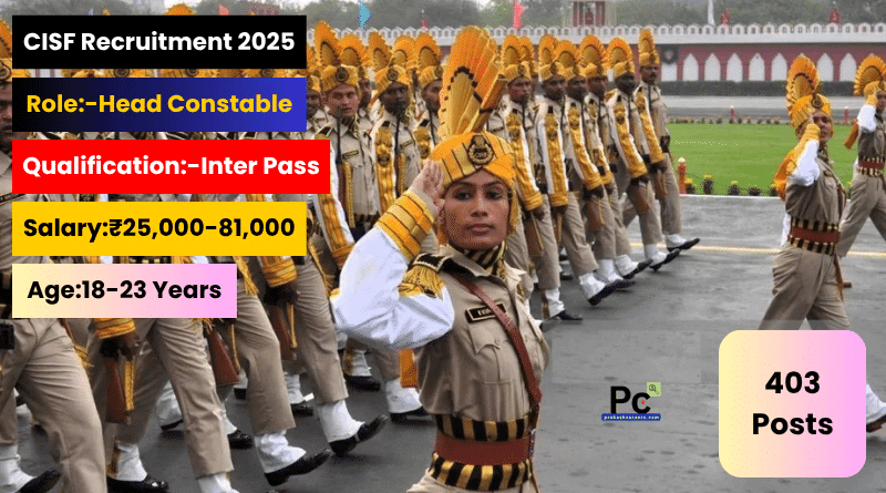 CISF 2025 Head Constable Recruitment | Government Jobs Alert Great Opportunity-prakashcareers.com
